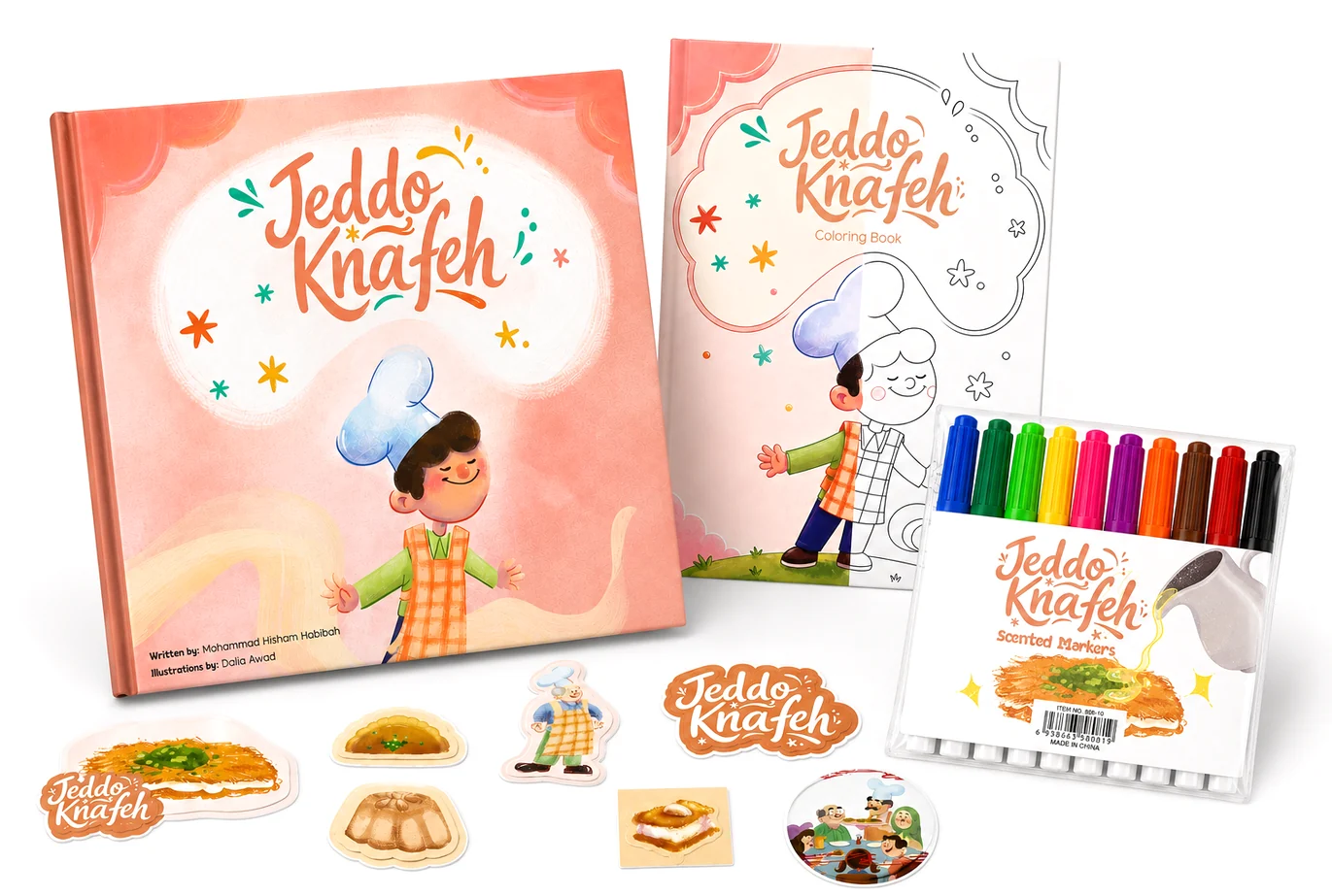 The book, coloring book and stickers together